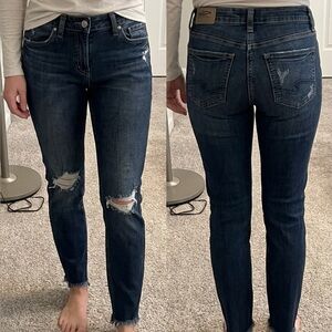 Silver frayed bottom skinny jean